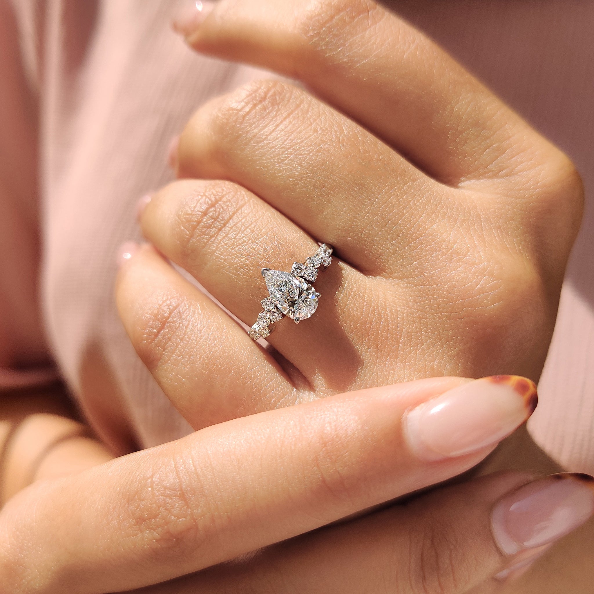 Cushion Hidden Halo Lab Grown Diamond Engagement Ring